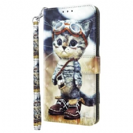 Δερματινη Θηκη Xiaomi Redmi Note 13 4g Aviator Cat Με Λουράκι