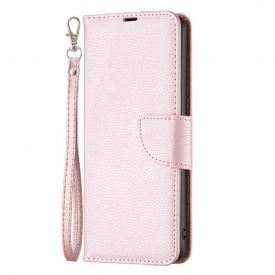 Δερματινη Θηκη Xiaomi Redmi Note 13 4g Litchi Leather Style Με Λουράκι Σιλικόνης