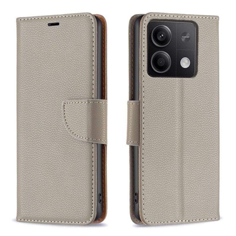 Δερματινη Θηκη Xiaomi Redmi Note 13 4g Litchi Leather Style Με Λουράκι Σιλικόνης