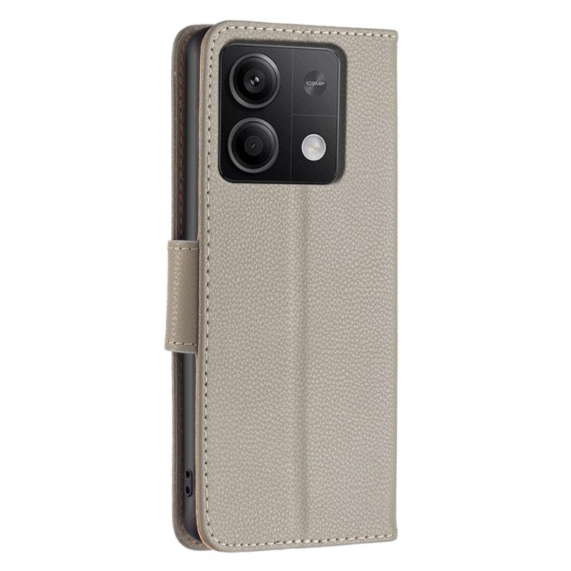 Δερματινη Θηκη Xiaomi Redmi Note 13 4g Litchi Leather Style Με Λουράκι Σιλικόνης