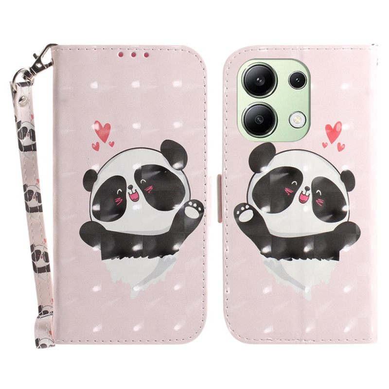 Δερματινη Θηκη Xiaomi Redmi Note 13 4g Panda Love With Strap