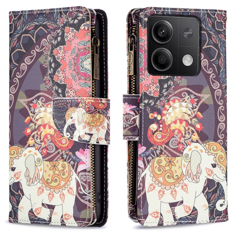 Δερματινη Θηκη Xiaomi Redmi Note 13 4g Πορτοφόλι Indian Elephant Σιλικόνης