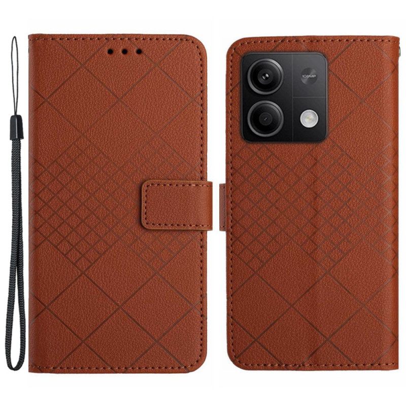 Δερματινη Θηκη Xiaomi Redmi Note 13 4g Strappy Diamond Pattern Σιλικόνης