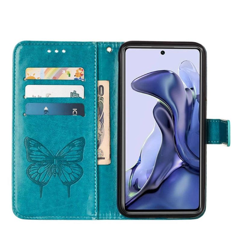 δερματινη θηκη Xiaomi 11T / 11T Pro Κάτοχος Κάρτας Butterfly Flower