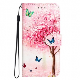 Δερματινη Θηκη Motorola Edge 50 Cherry Blossom Tree With Strap