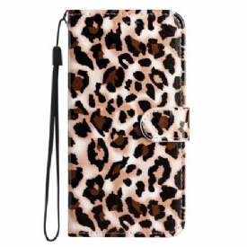 Δερματινη Θηκη Motorola Edge 50 Leopard Print Strappy