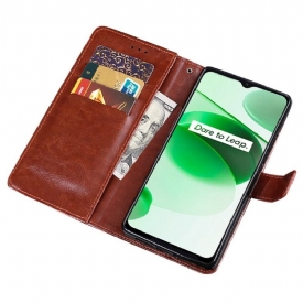 Κάλυμμα Realme C35 Θήκη Flip Idewei Folio Leather Effect