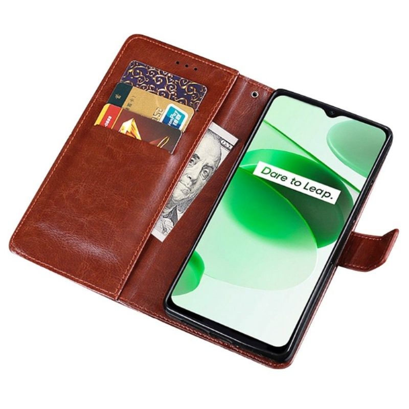 Κάλυμμα Realme C35 Θήκη Flip Idewei Folio Leather Effect