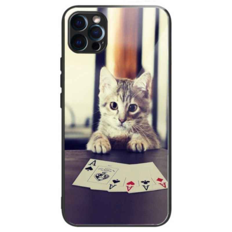 Θήκη iPhone 14 Pro Poker Cat Tempered Glass