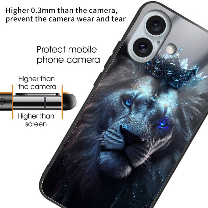 Κάλυμμα iPhone 16 Plus Blue Lion Tempered Glass Σιλικόνης