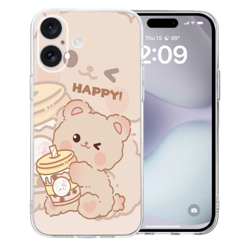 Κάλυμμα iPhone 16 Plus Happy Bear Σιλικόνης