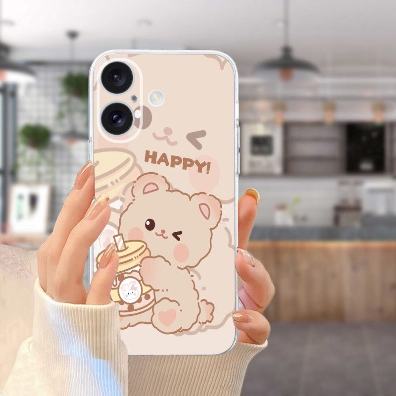 Κάλυμμα iPhone 16 Plus Happy Bear Σιλικόνης