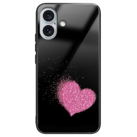 Κάλυμμα iPhone 16 Plus Pink Heart Tempered Glass