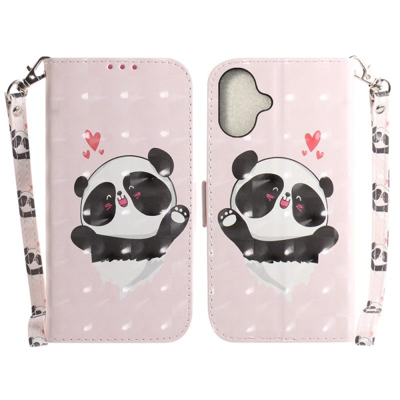 Θηκη Κινητου iPhone 16 Plus Panda Love With Strap