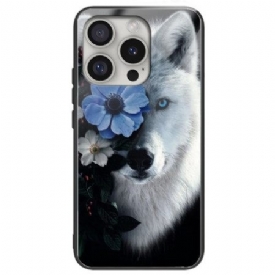 Κάλυμμα iPhone 16 Pro Wolf And Blue Flower Tempered Glass