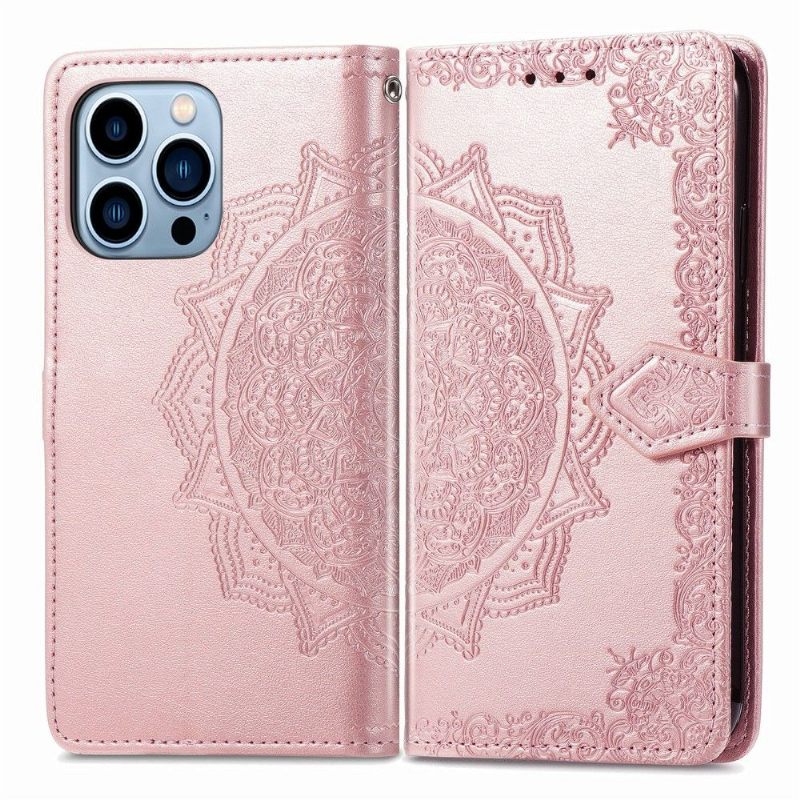 Κάλυμμα iPhone 13 Pro Mandala Relief Faux Leather