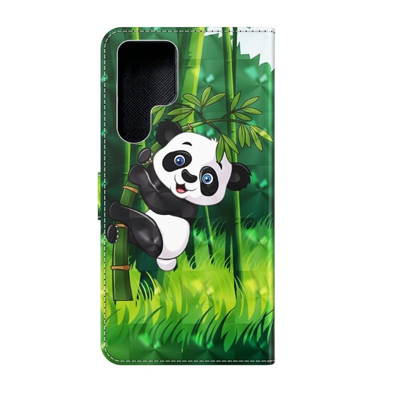 δερματινη θηκη Samsung Galaxy S22 Ultra 5G Panda Σκαρφαλωμένο