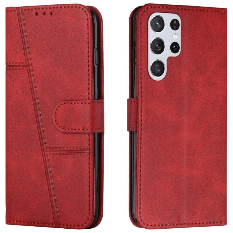 Κάλυμμα Samsung Galaxy S22 Ultra 5G Lines Retro Leather Effect