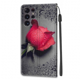 Κάλυμμα Samsung Galaxy S22 Ultra 5G Red Rose Water Drops