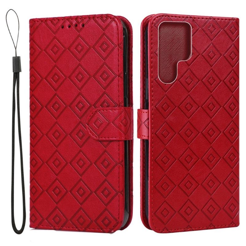 Κάλυμμα Samsung Galaxy S22 Ultra 5G Θήκη Flip Leather Effect Grid Flap