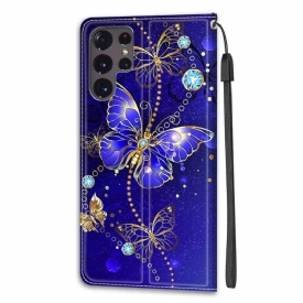 Θήκη Flip Samsung Galaxy S22 Ultra 5G Purple Butterfly