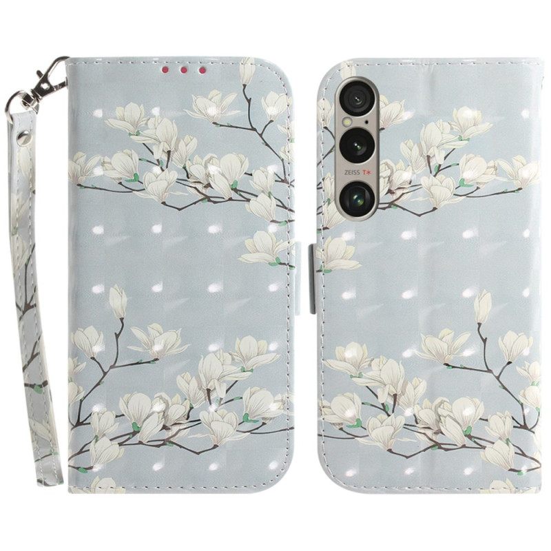 Δερματινη Θηκη Sony Xperia 1 Vi Strap Magnolias