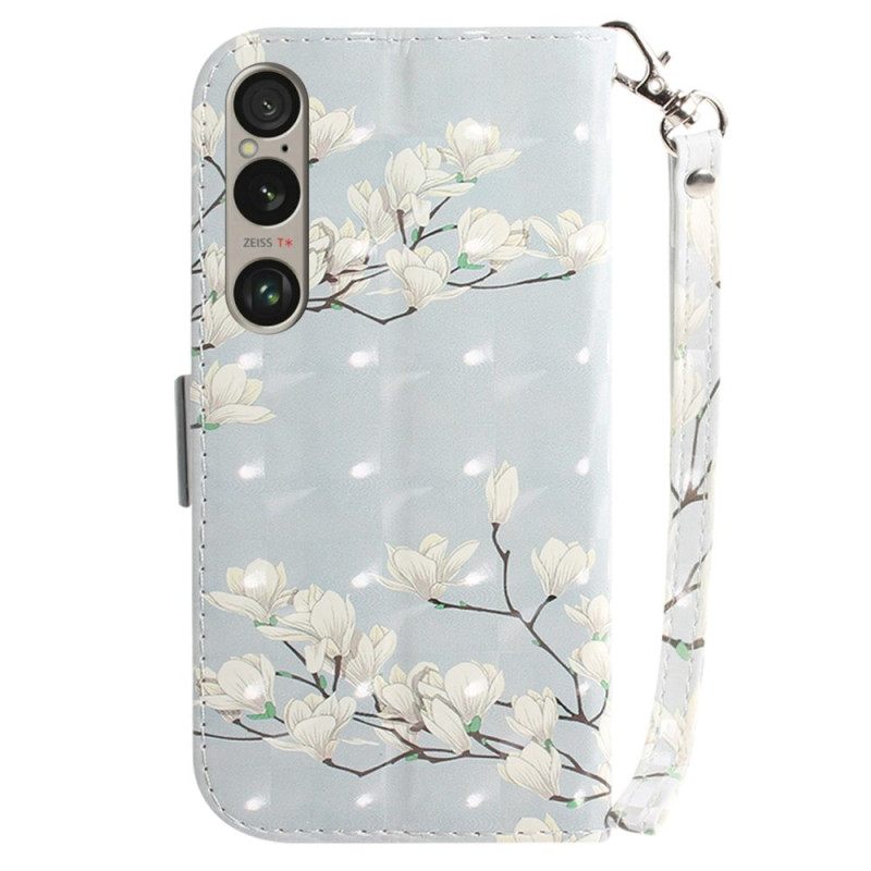 Δερματινη Θηκη Sony Xperia 1 Vi Strap Magnolias