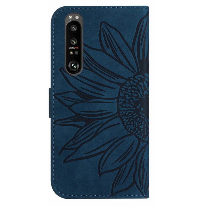 Δερματινη Θηκη Sony Xperia 1 Vi Sunflower Print Με Λουράκι