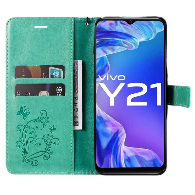 Θήκη Flip Vivo Y21 / Y21s / Y33s Υποστήριξη Λειτουργίας Butterflies