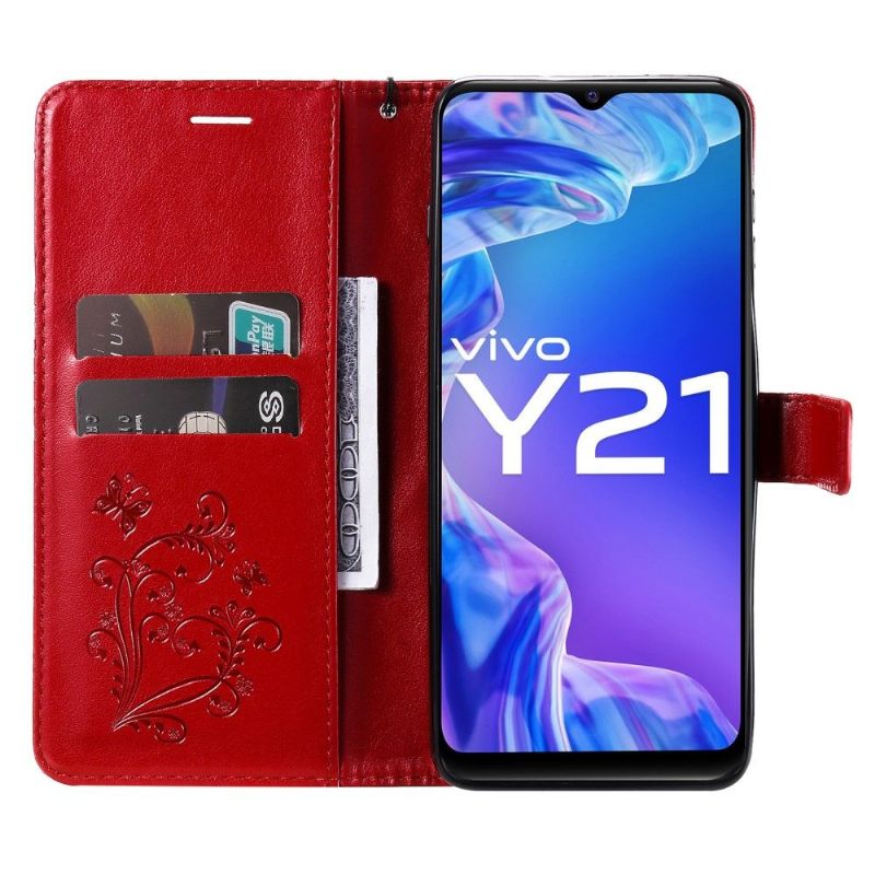 Θήκη Flip Vivo Y21 / Y21s / Y33s Υποστήριξη Λειτουργίας Butterflies