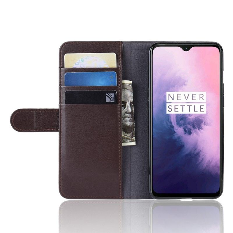 Θήκη Flip OnePlus 7 πορτοφολι Premium Δερμάτινο Πορτοφόλι - Καφέ