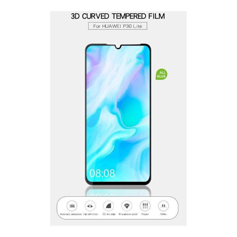 Huawei P30 Lite - Full Size Tempered Glass Screen Protector - Μαύρο