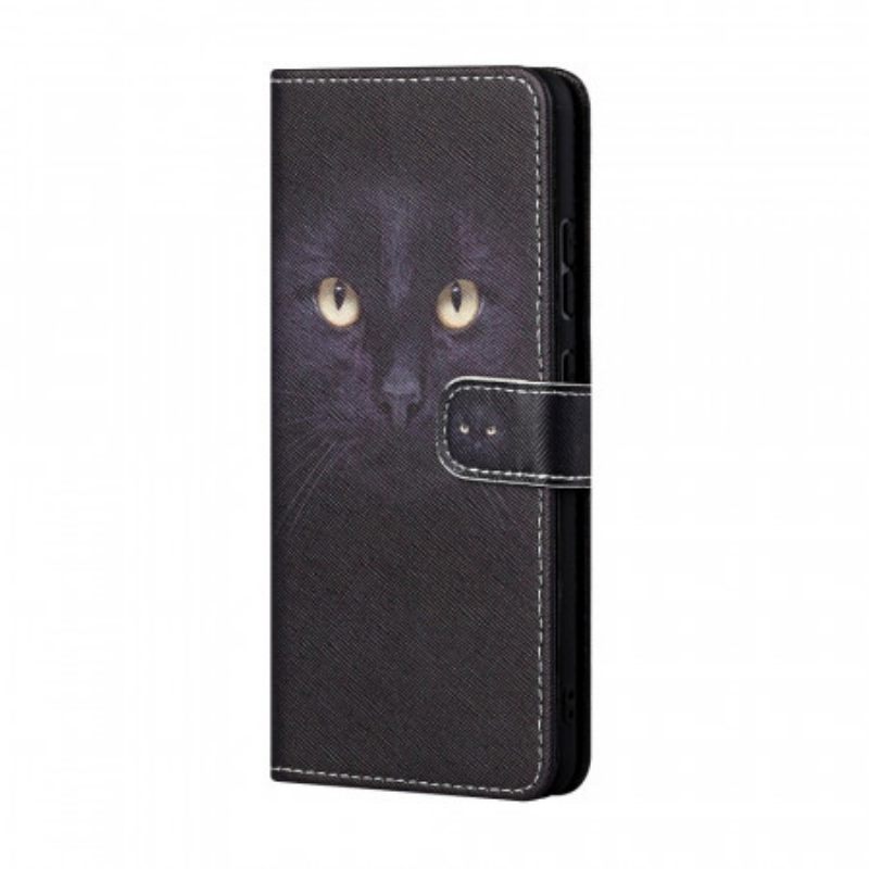 Κάλυμμα Samsung Galaxy A13 5G / A04s με κορδονι Strappy Black Cat Eyes