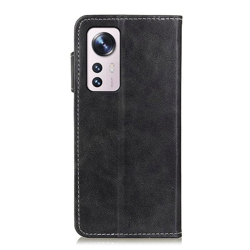 θηκη κινητου Xiaomi 12 Pro S Shape Leather Effect Εκτεθειμένες Ραφές