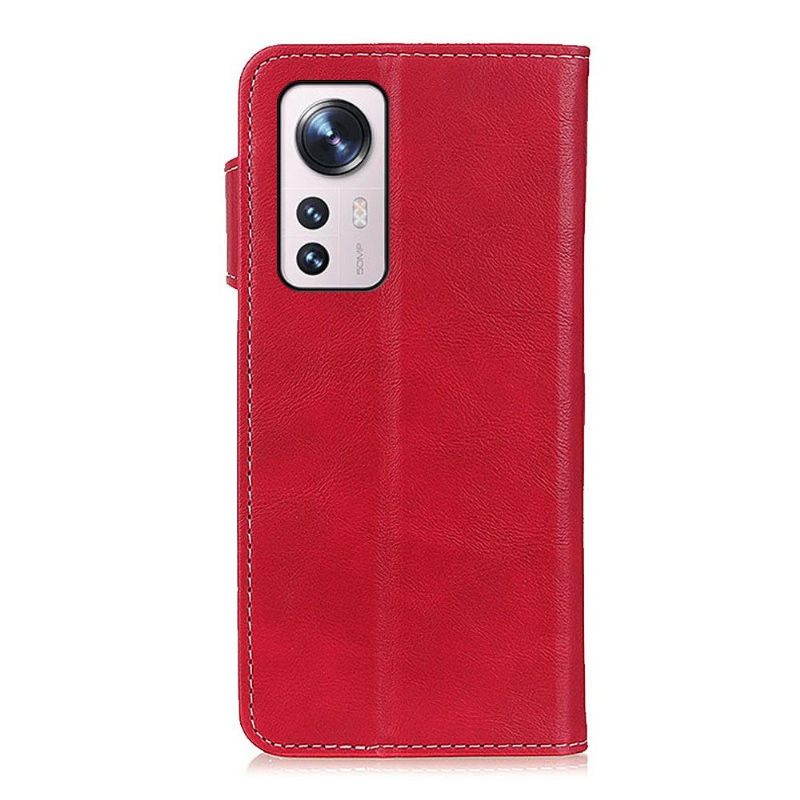 θηκη κινητου Xiaomi 12 Pro S Shape Leather Effect Εκτεθειμένες Ραφές