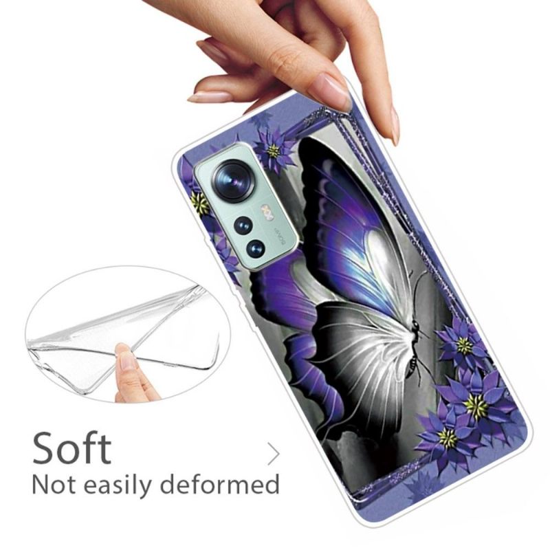 Θήκη Xiaomi 12 Pro Grey And Purple Butterfly