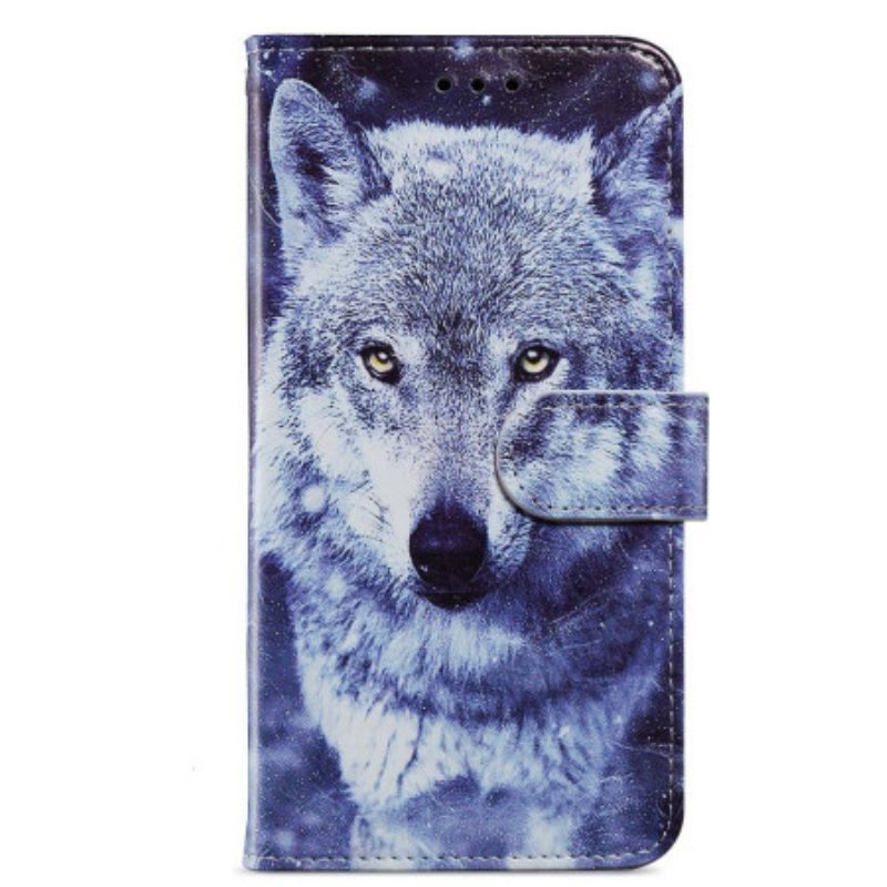 Θήκη Flip Google Pixel 7A με κορδονι Strappy Wolf Μου