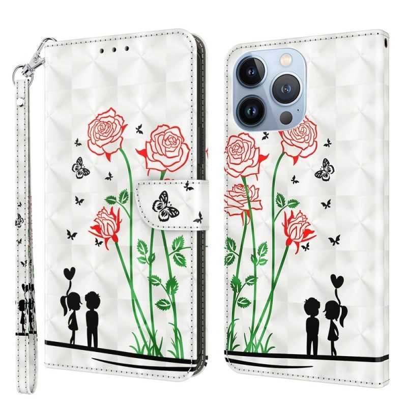 Κάλυμμα iPhone 14 με κορδονι Lanyard Love Dandelions