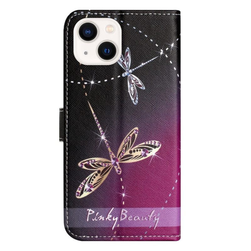 Κάλυμμα iPhone 14 Plus με κορδονι Strappy Dragonflies