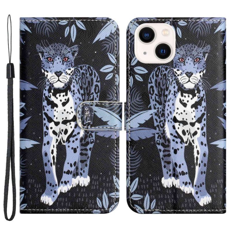 Κάλυμμα iPhone 14 Plus με κορδονι Strappy Leopard