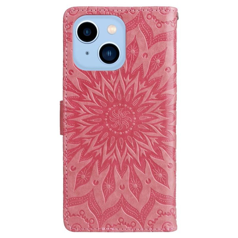 Κάλυμμα iPhone 14 Pro Max Mandala Sun Με Κορδόνι