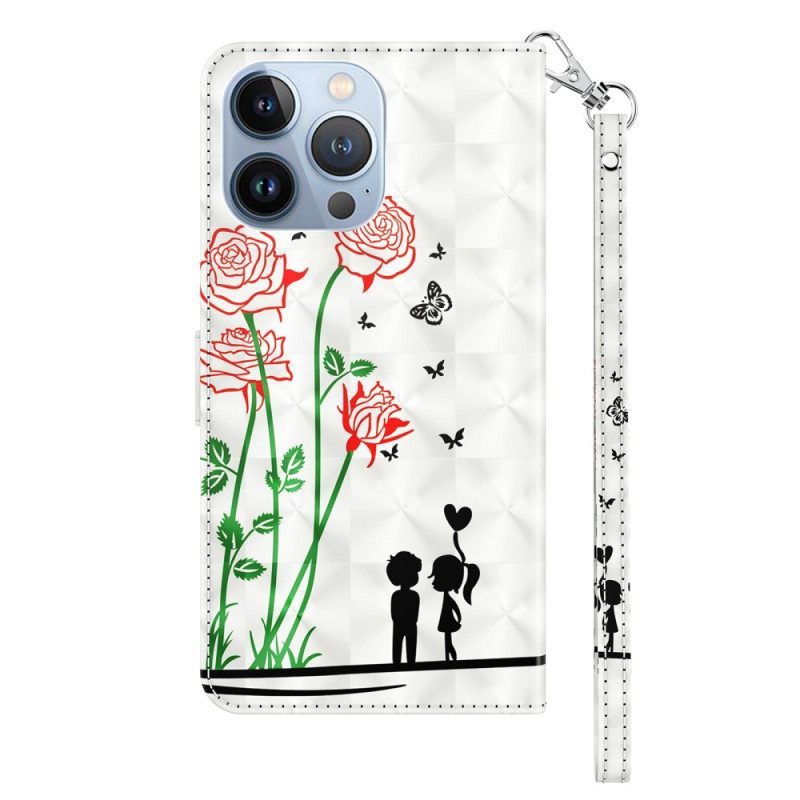 Κάλυμμα iPhone 14 Pro με κορδονι Lanyard Love Dandelions