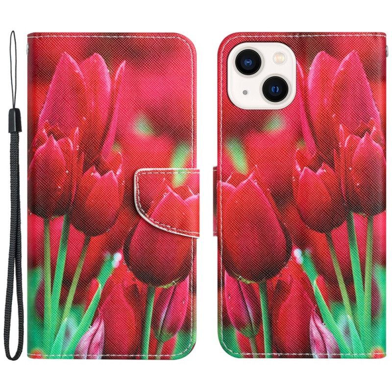 Κάλυμμα iPhone 15 με κορδονι Floral Παραλλαγή Με Λουράκι