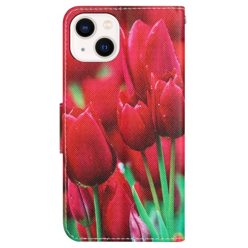 Κάλυμμα iPhone 15 με κορδονι Floral Παραλλαγή Με Λουράκι