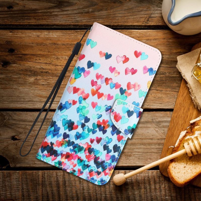 Κάλυμμα iPhone 15 με κορδονι Rain Of Hearts With Strap