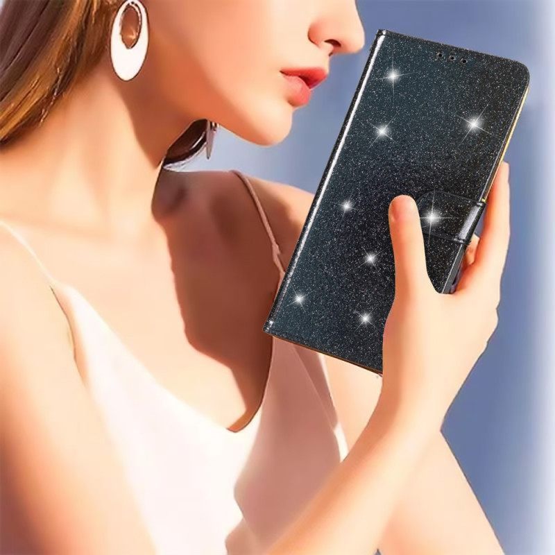 Κάλυμμα iPhone 15 Plus με κορδονι Glitter Εφέ Με Λουράκι