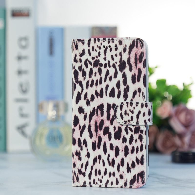 Κάλυμμα iPhone 15 Plus με κορδονι Leopard Skin Effect Με Λουράκι