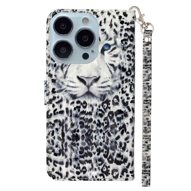 Κάλυμμα iPhone 15 Pro Max με κορδονι 3d Leopard Με Λουράκι