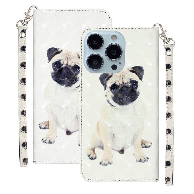 Κάλυμμα iPhone 15 Pro με κορδονι 3d Pug Με Λουράκι