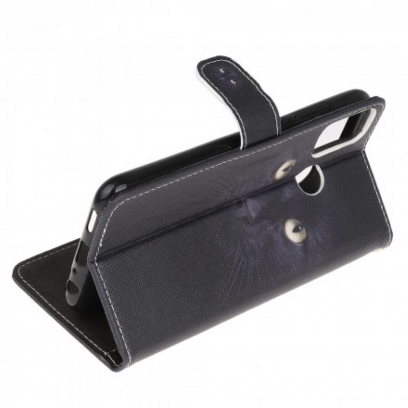 Κάλυμμα Moto G50 με κορδονι Strappy Black Cat Eyes